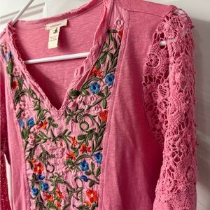 SUNDANCE embroidered cotton top